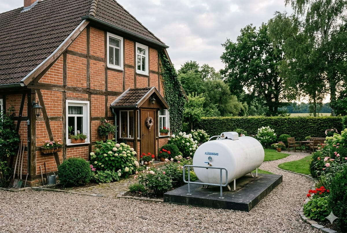 Flüssiggastank Oberirdisch bei einem Haus in Mecklenburg-Vorpommern